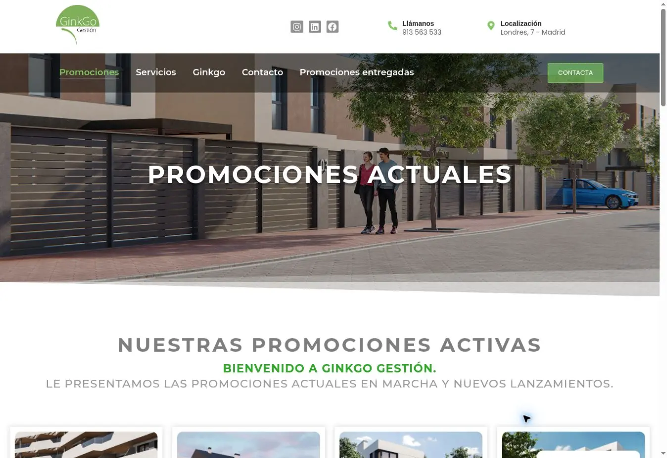 Web inmobiliaria Ginkgo Gestión