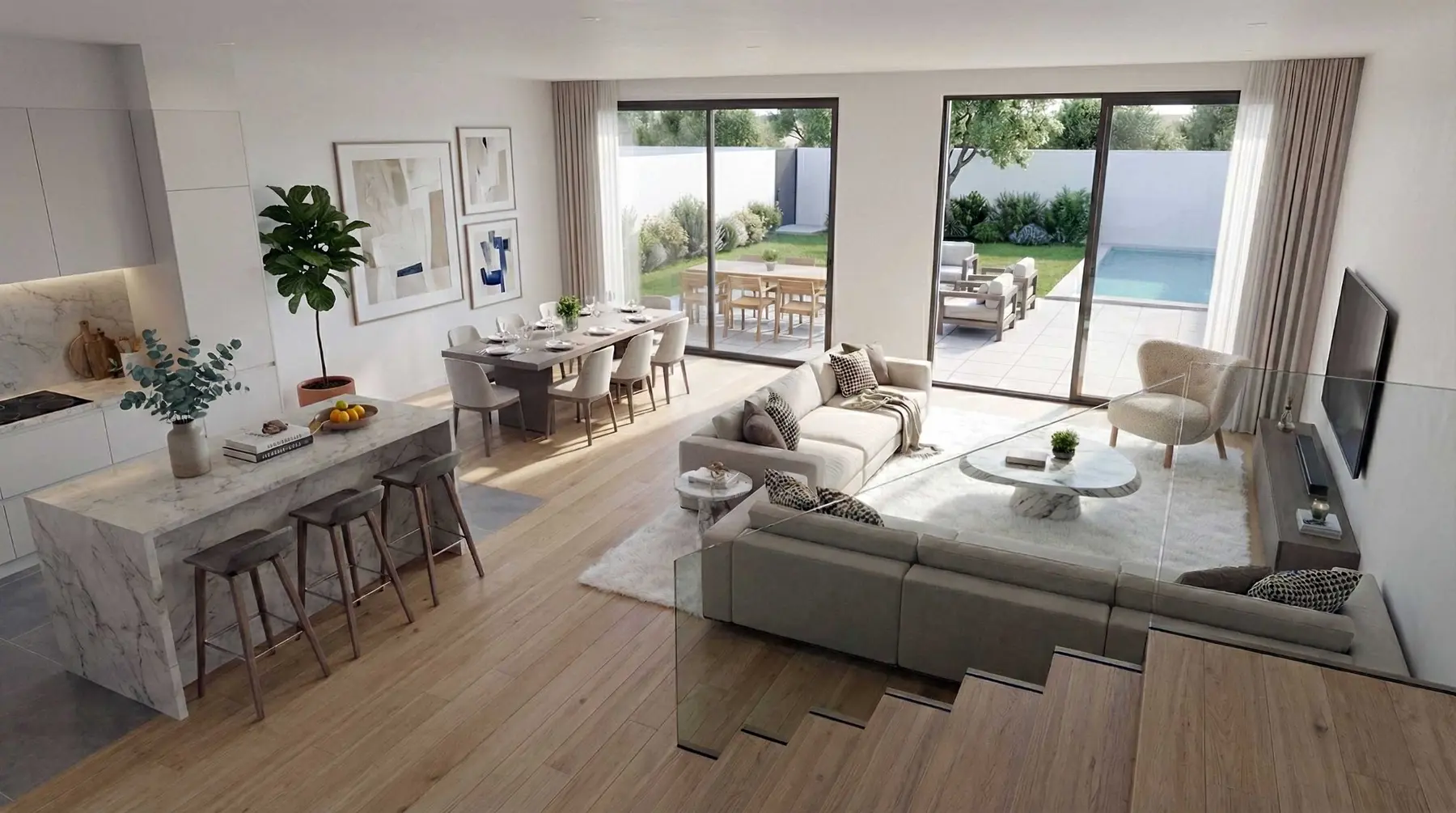 Interior de chalet para marketing inmobiliario